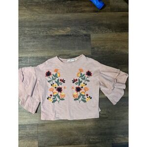 Anthropologie Blu Pepper Embroidered Boho Festival  Shirt Top Size Medium Floral